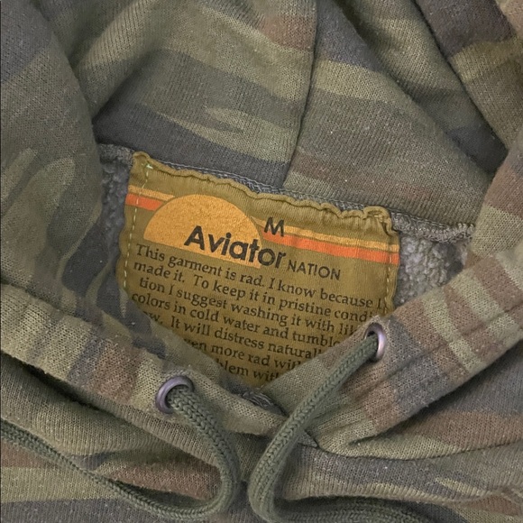 Aviator Nation Green Camouflage Hoodie Top M - Picture 2 of 8